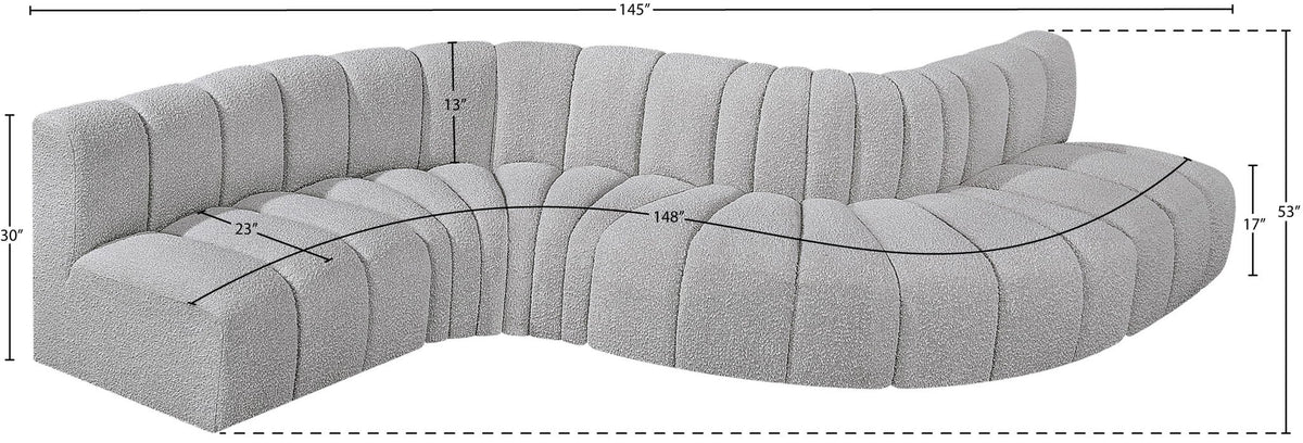 Arc - Boucle Fabric 6 Piece Curved Modular Sofa
