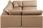 Comfy - 6 Piece Faux Leather Sectional - Tan