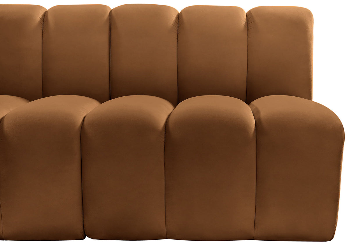 Arc - Velvet 3 Piece Sofa - Saddle