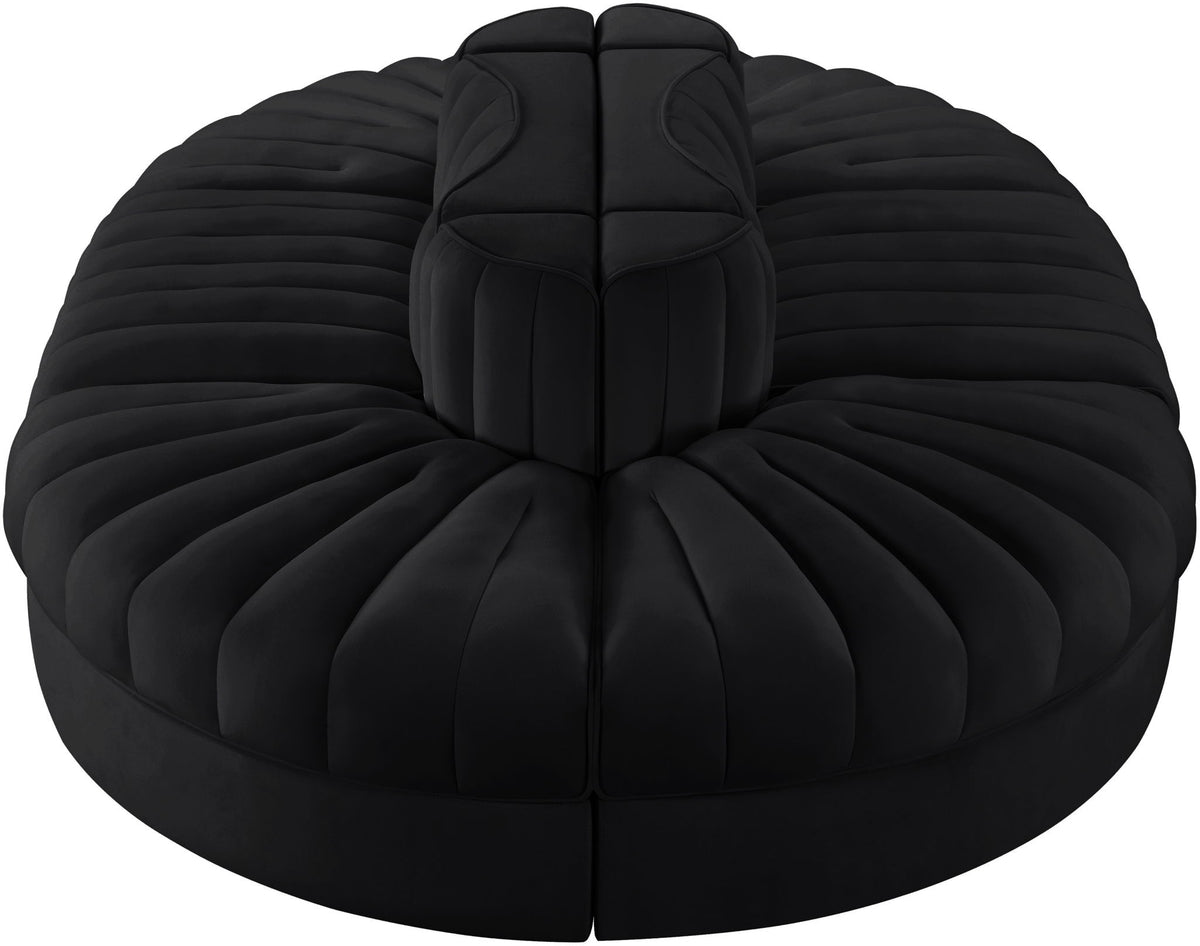 Rummi - Oval Velvet Performance Fabric Upholstered 6 Piece Modular Sectional