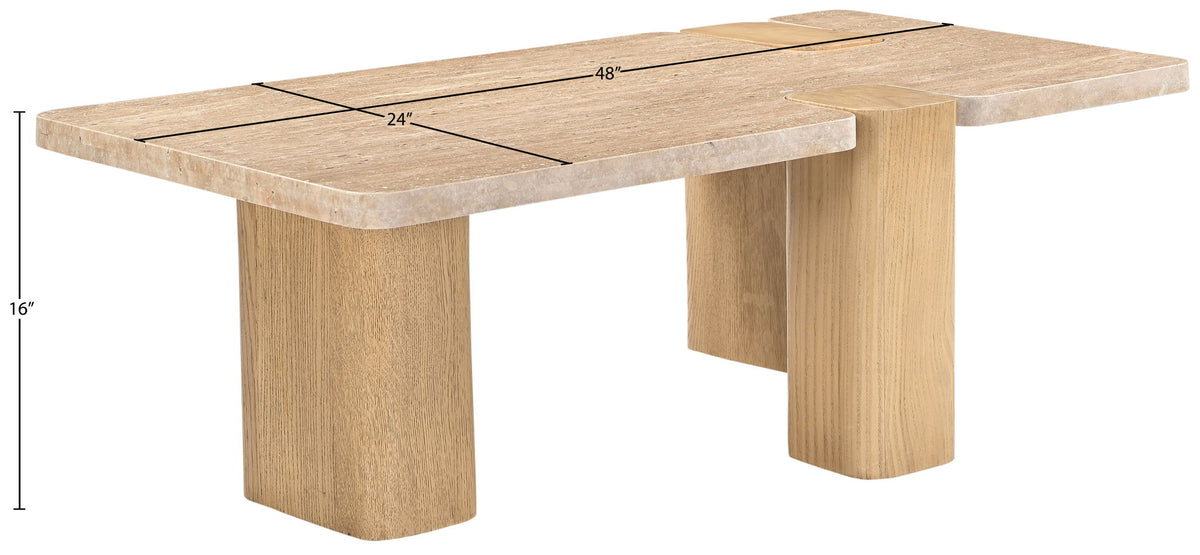 Ravenna - Genuine Fabric Travertine And Oak Wood Table