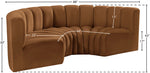 Arc - Velvet 4 Piece U-Shaped Modular Sofa - Saddle