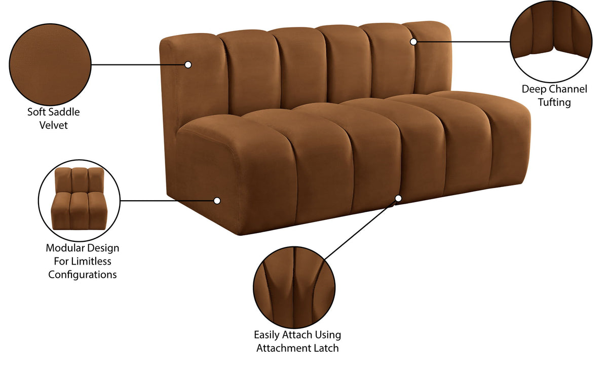 Arc - Velvet 2 Pieces Modular Sofa - Saddle