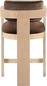 Sacha - Velvet Stool With Natural Base