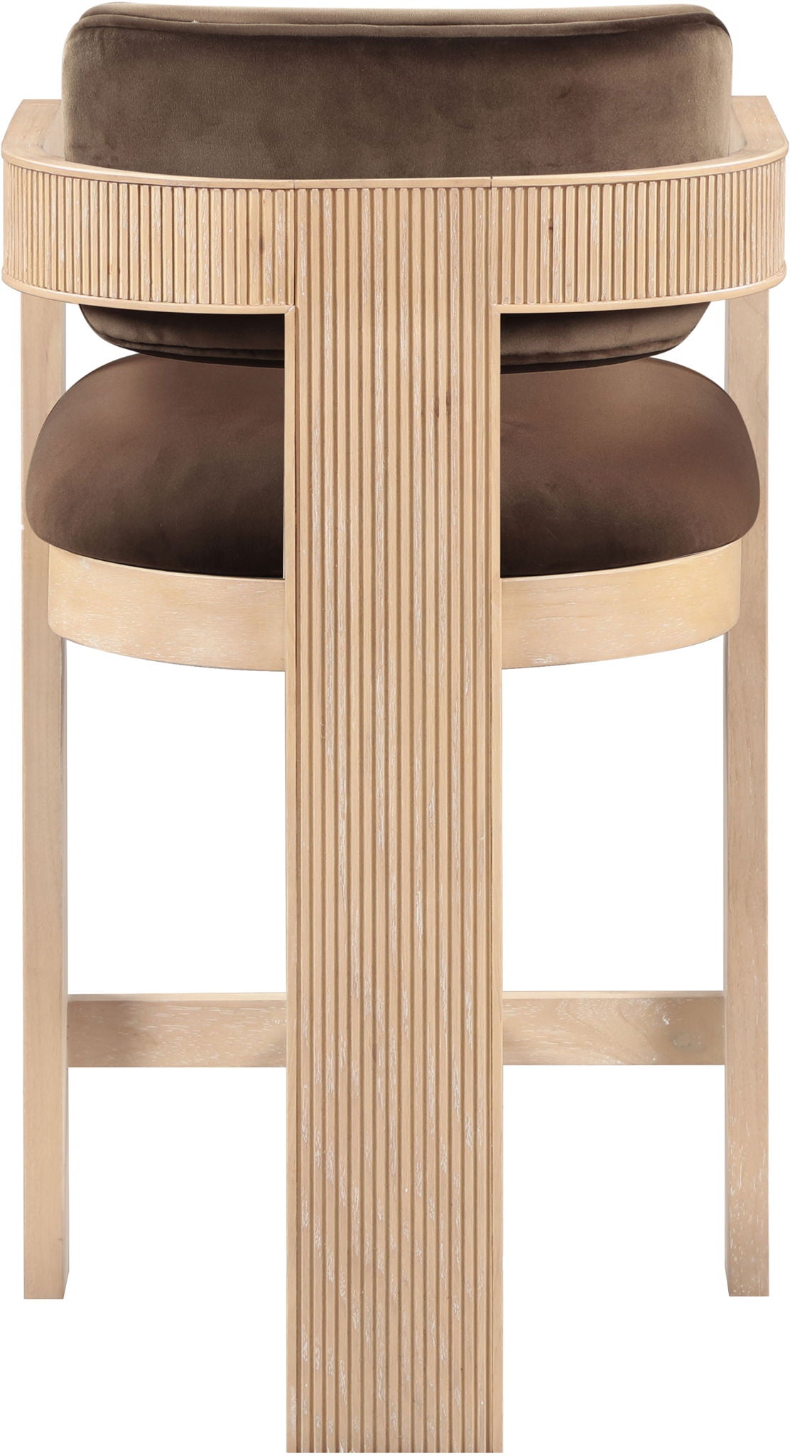 Sacha - Velvet Stool With Natural Base