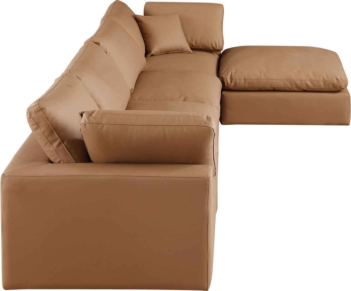 Comfy - 5 Piece Faux Leather Modular Sectional With Chaise