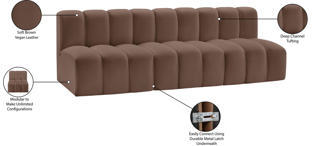 Arc - Faux Leather 3 Seats Modular Sofa