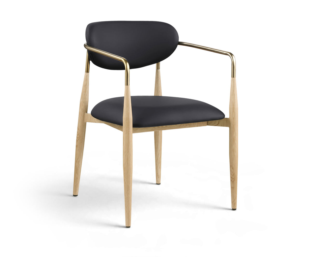 Ronda - Vegan Leather Upholstered Dining Arm Chair - Natural Legs