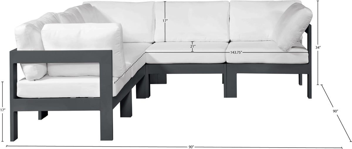 Nizuc - Outdoor Patio 5 Piece Modular Sectional With Gray Frame