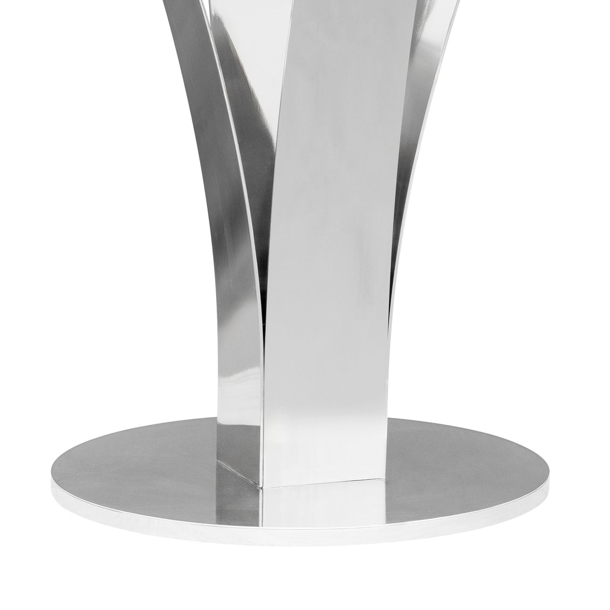 Celina - Modern Contemporary Round Tempered Glass 48" Pedestal Base Dining Table Seats Up To 4 - Shiny Nickel