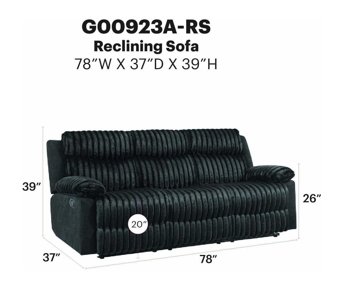 Glory Furniture - Plush - Reclining Sofa With Table And LED Belt