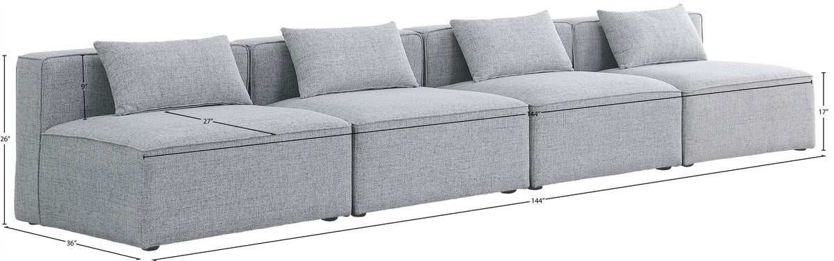 Cube - Linen Modular 4 Seat Armless Sofa