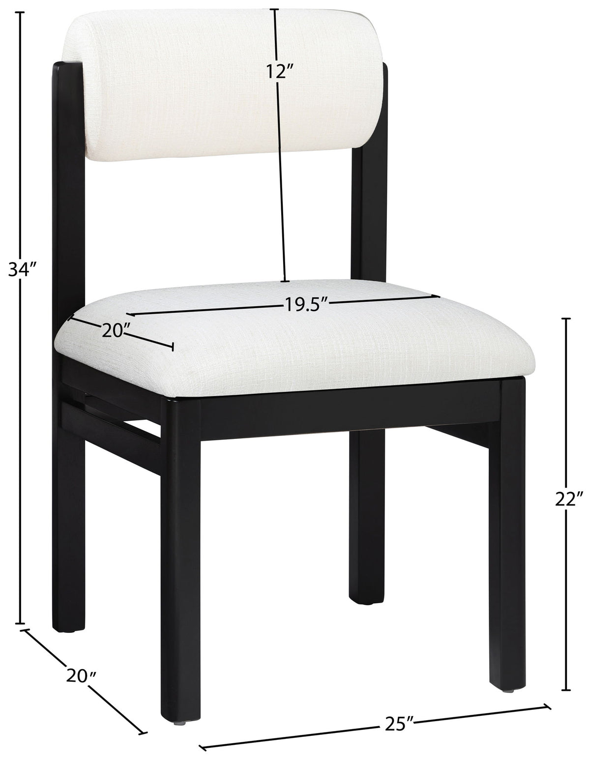 Roundhill - Fabric Dining Chair (Set of 2) - Black Frame