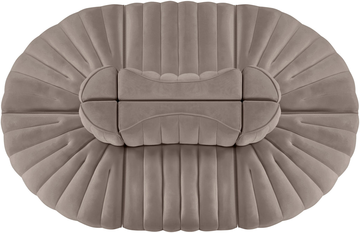 Rummi - Oval Velvet Performance Fabric Upholstered 6 Piece Modular Sectional
