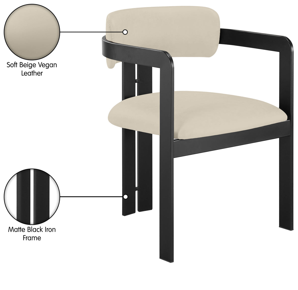 Aurum - Vegan Leather Upholstered Dining Chair With Graphite Black Base (Set of 2)