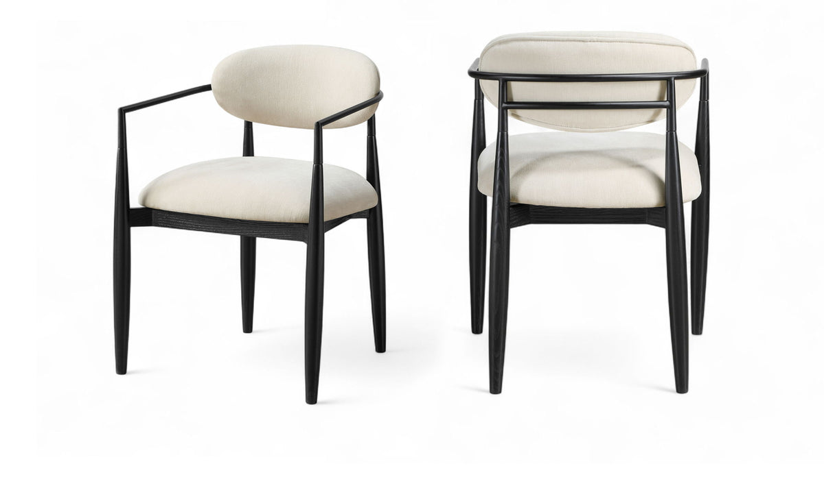 Riccio - Fabric Dining Arm Chair (Set of 2) - Black Frame