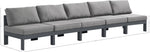 Nizuc - Outdoor Patio 5 Seat Modular Armless Sofa With Gray Frame