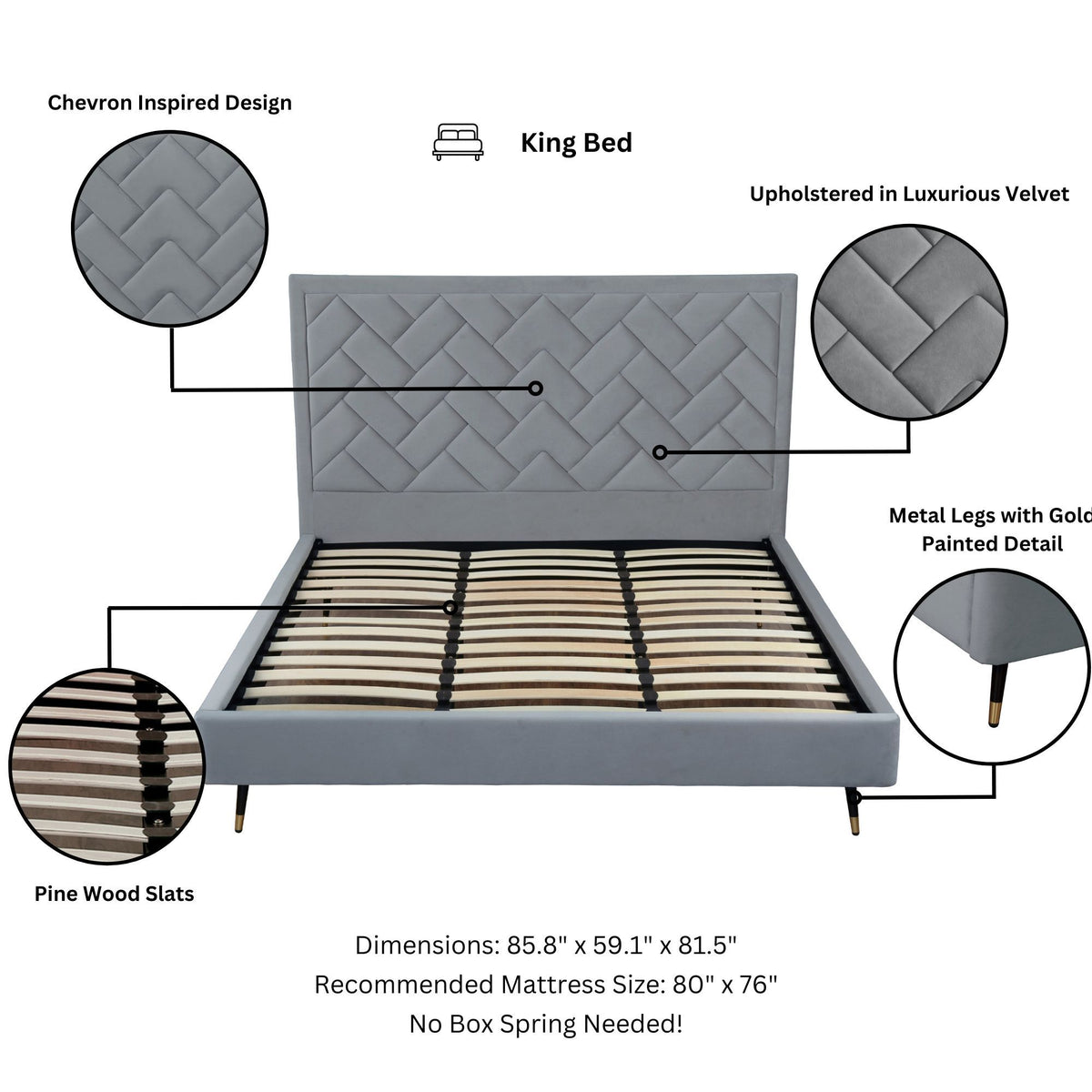 Manhattan Crosby - Upholstered Platform Bed