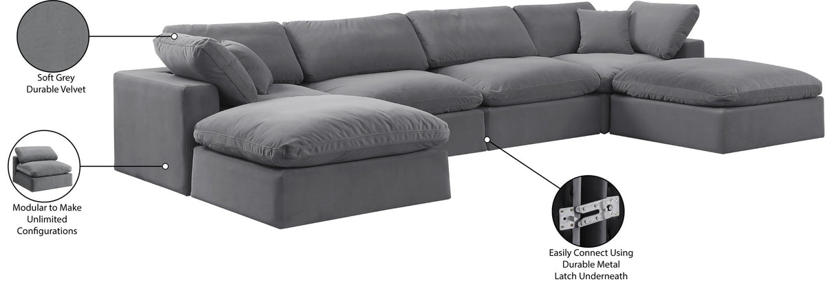Comfy - 6 Piece Velvet Modular Double Chaise Sectional