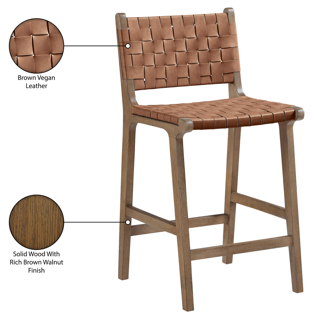 Entwine - Vegan Leather Upholstered Counter Stool - Painted Brown