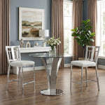 Celina - Modern Contemporary Round Tempered Glass 48" Pedestal Base Dining Table Seats Up To 4 - Shiny Nickel