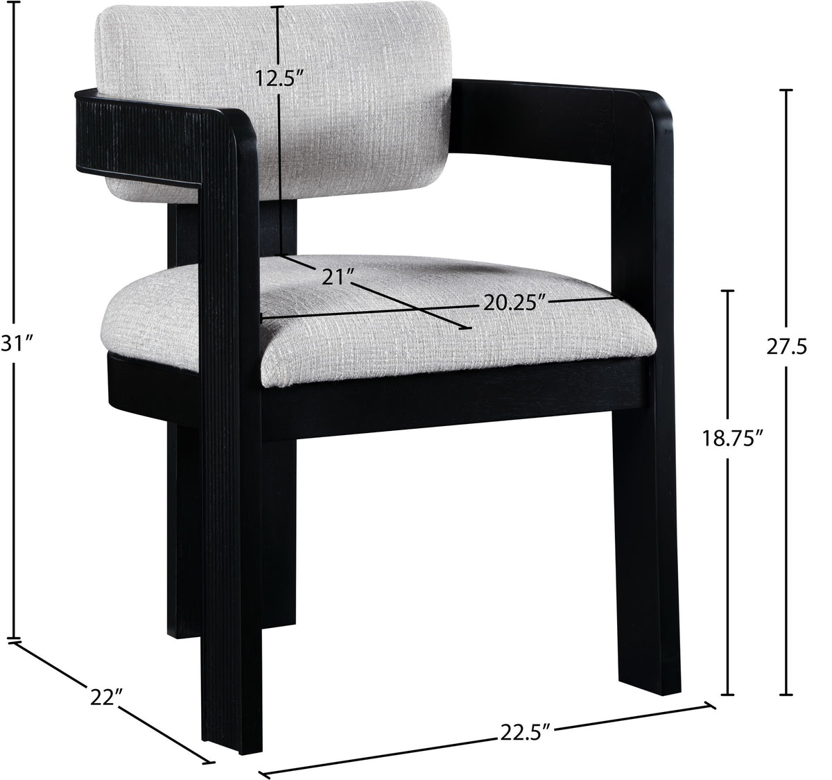 Sacha - Linen Dining Chair With Black Base (Set of 2)