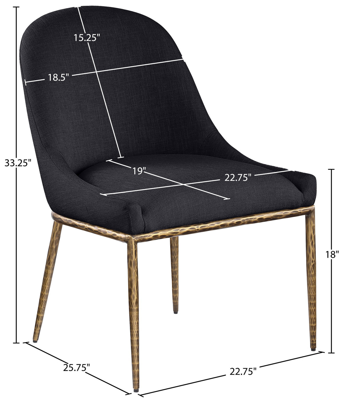 Ferro - Upholstered Dining Side Chair With Brushed Gold Legs