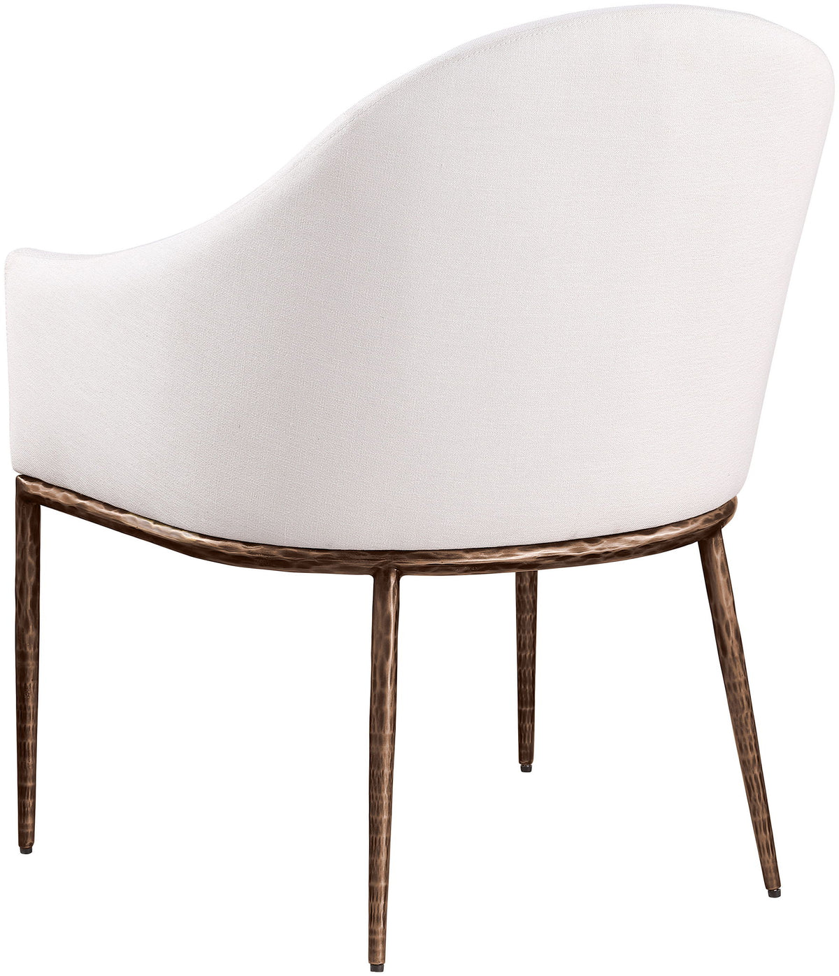 Ferro - Linen Textured Performance Fabric Upholstered Dining Arm Chair - Cream / Brushed Bronze