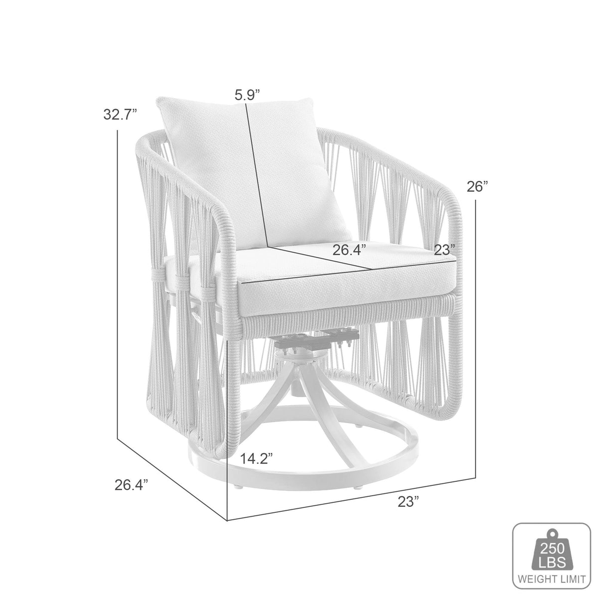 Breeze - Cream Metal Outdoor Swivel Dining Chair With Cushions - Pearl