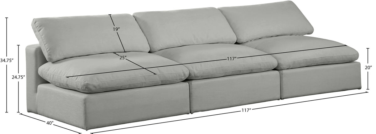 Comfy - Linen Modular Armless Sofa 3 Seats