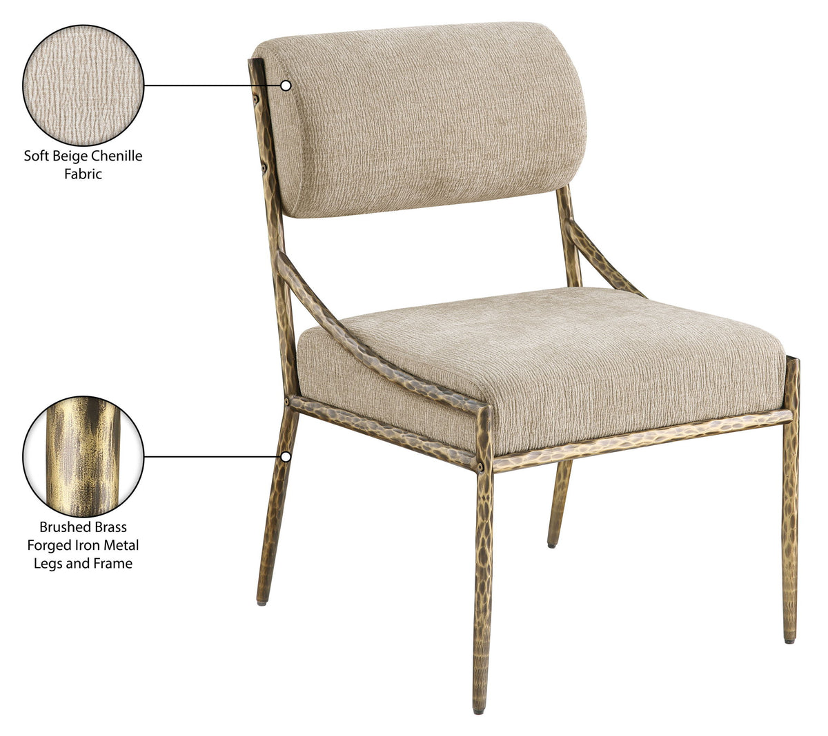 Bastille - Upholstered Dining Side Chair (Set of 2) - Brass Frame