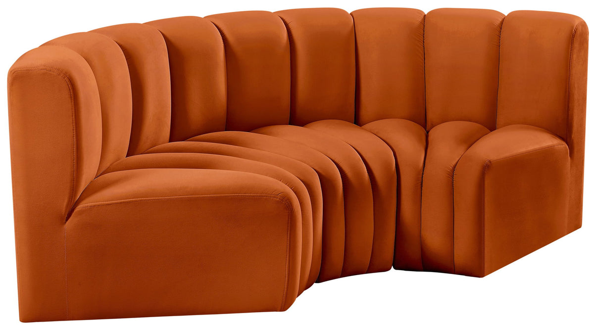 Arc - Velvet 3 Piece Modular U-Shaped Sofa