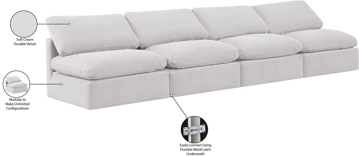 Indulge - Velvet 4 Seat Modular Armless Sofa