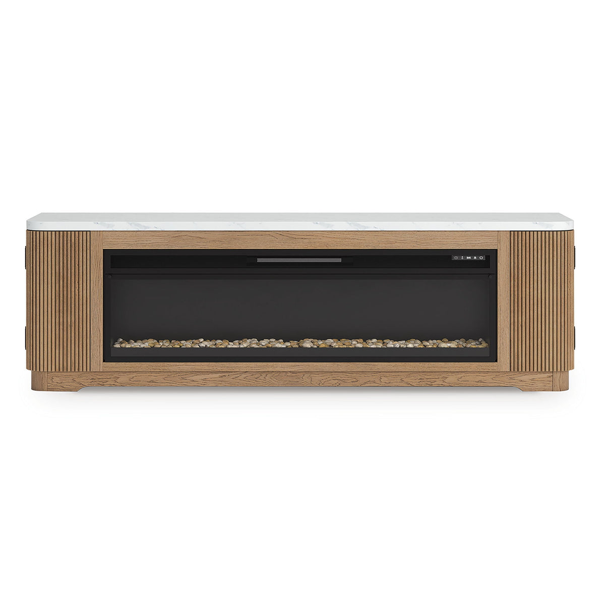 Camdill - 80" TV Stand With Electric Fireplace - Light Brown