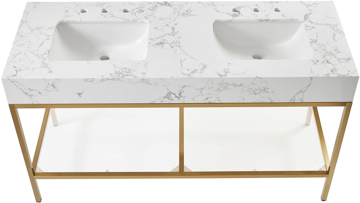 Marmo - Engineered Marble Bathroom Vanity With Gold Base