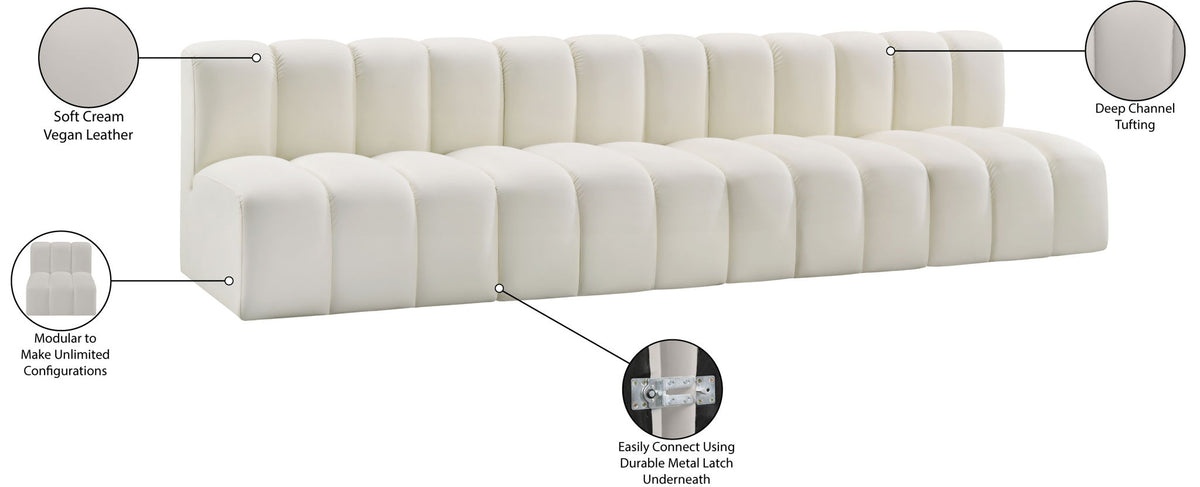Arc - Faux Leather 4 Seats Modular Sofa