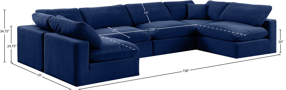Comfy - 6 Piece Velvet Modular Armless Sectional