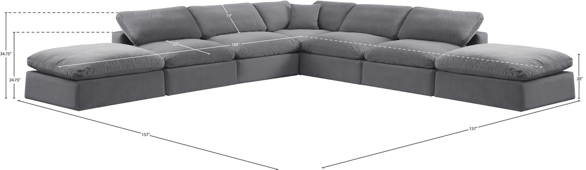Comfy - 7 Piece Velvet Modular Corner Sectional
