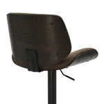 Brock - Adjustable Swivel Curved Back Wood Bar Stool With Faux Leather Seat