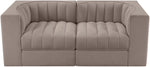 Rummi - Velvet Performance Fabric Upholstered 2 Piece Modular Loveseat