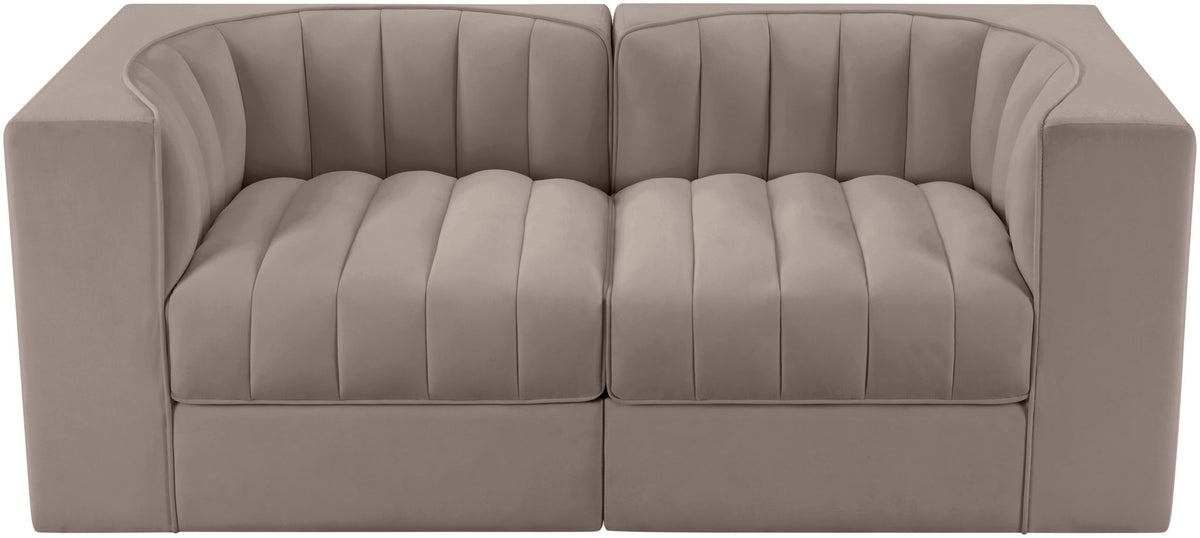 Rummi - Velvet Performance Fabric Upholstered 2 Piece Modular Loveseat
