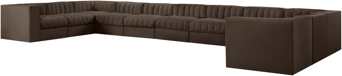 Rummi - Velvet Performance Fabric Upholstered 11 Piece Modular Sectional