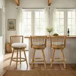Harper - 30" Amber Glow Bar Height Rubberwood Swivel Barstool
