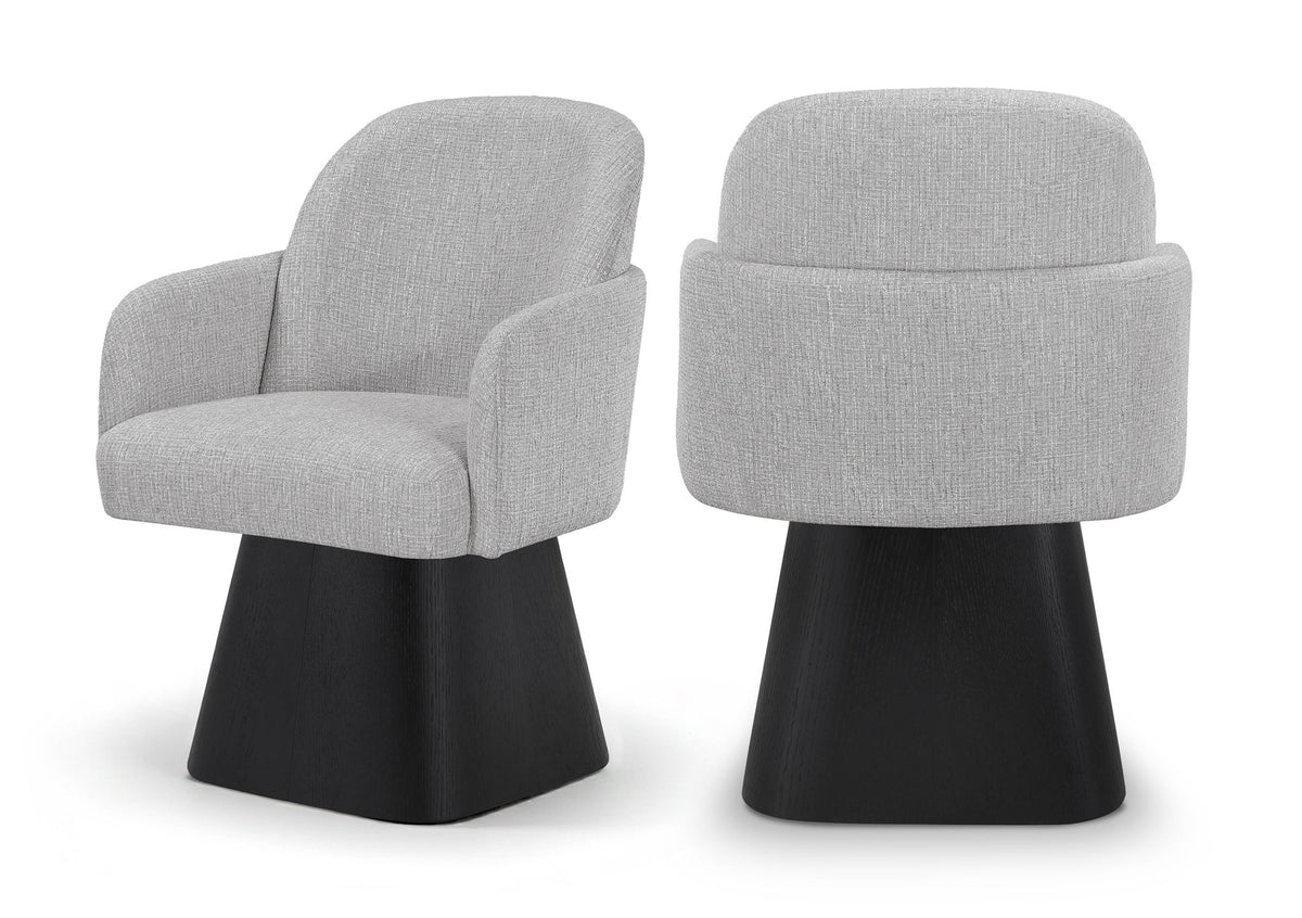 Marlowe - Linen Textured Fabric Upholstered Swivel Dining Arm Chair - Stained Black