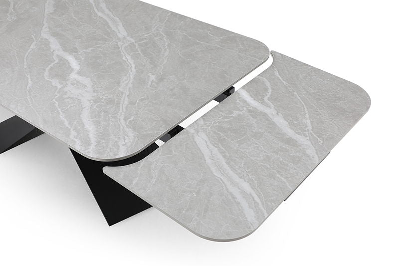 9422 - Ceramic & Metal Dining Table - Gray / Black