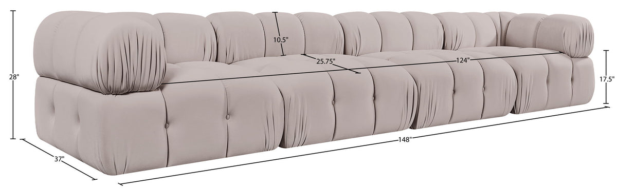 Orin - Fabric Velvet 4 Piece Modular Sofa