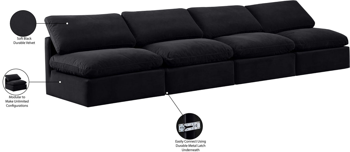 Indulge - Velvet 4 Seat Modular Armless Sofa