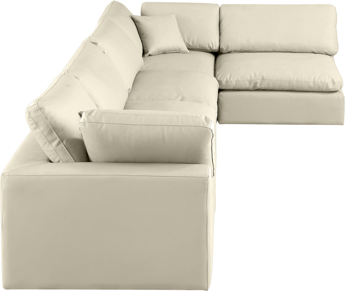 Comfy - 5 Piece Faux Leather Modular Sectional