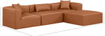 Cube - 4 Piece Modular Sectional With Chaise - Cognac