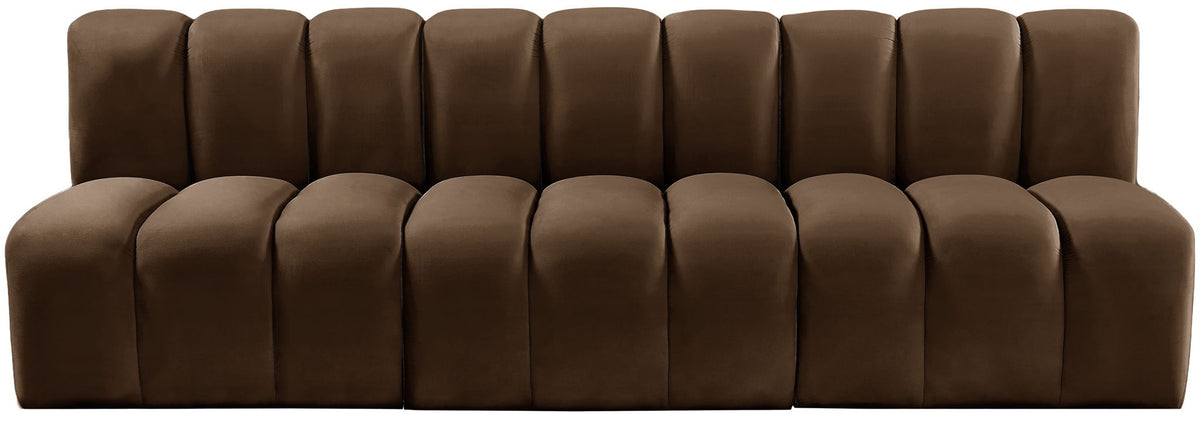 Arc - Velvet 4 Piece Modular Straight Sofa - Brown